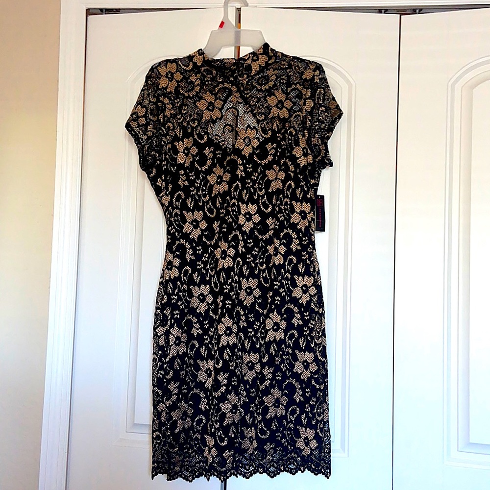 Black and gold formal mini dress